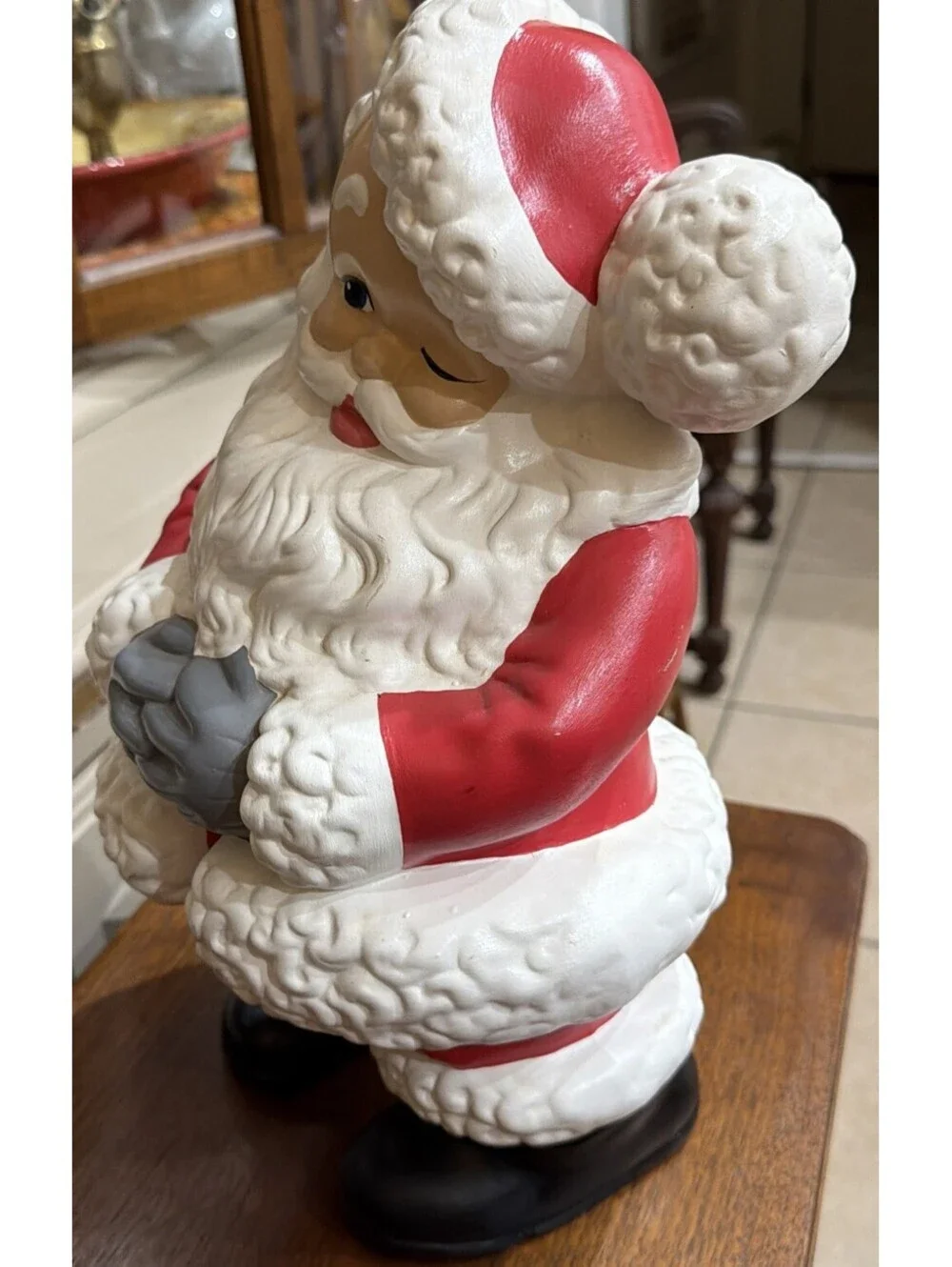 Vintage Ceramic Winking Santa Claus Figurine Atlantic Mold Large 16” MK Signed